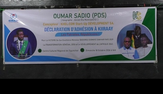 ZIGUINCHOR : OUMAR SADIO QUITTE LE PDS ET REJOINT KIIRAAY, UN NOUVEAU RALLIEMENT DANS LE CAMP DE DIOMAYE FAYE ZIGUINCHOR : OUMAR SADIO QUITTE LE PDS ET REJOINT KIIRAAY, UN NOUVEAU RALLIEMENT DANS LE CAMP DE DIOMAYE FAYE